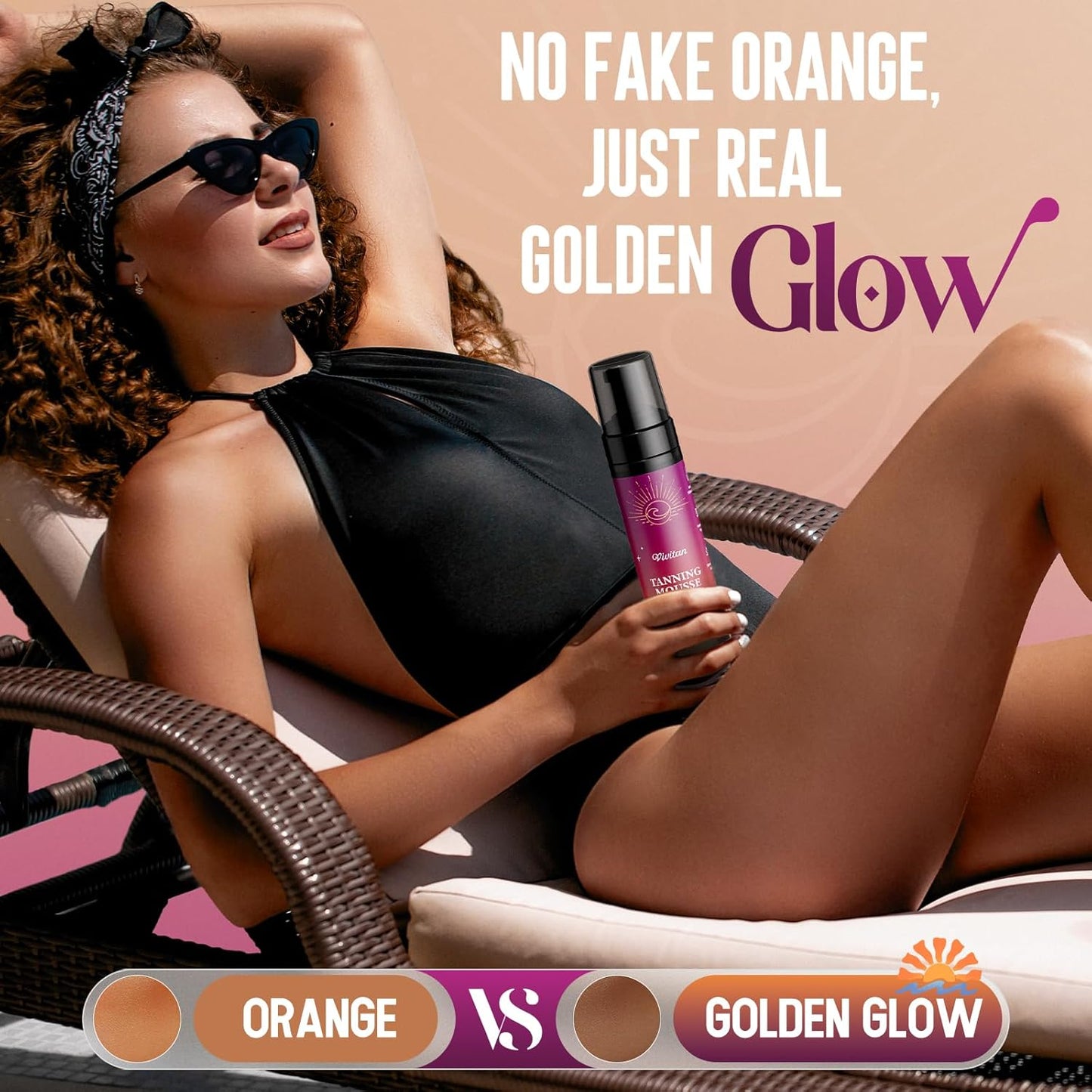 Self Tanner Mousse Kit - 250mL XL & Mitt & Strap | 1-Hour Express Dark Bronze + Plant 30% DHA for Long-Lasting Tan | No Orange Tones, Streak-Free & Odorless | Natural Sunless Glow